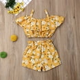 thumbnail image 6 of 2Pcs Toddler Baby Girl Summer Clothes Floral Ruffle Crop Top Shorts Pants Two-Piece Outfit, 6 of 7