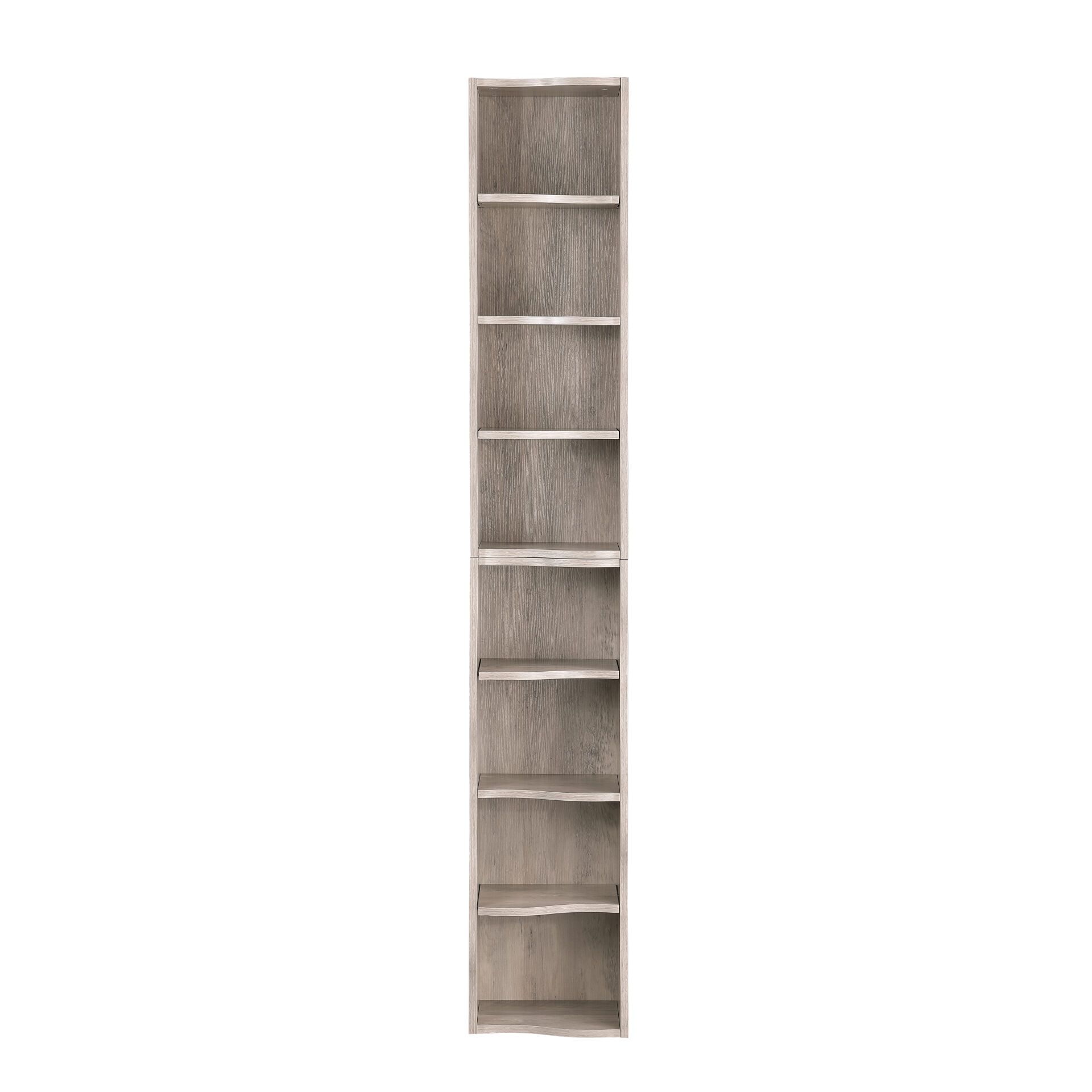 70" Tall Narrow Bookshelf, 8-Tier Cube Display Rack, Modern Wavy Border Design Corner Bookshelf with Adjustable Shelf, CD Storage Cabinet for Home Office, Gray