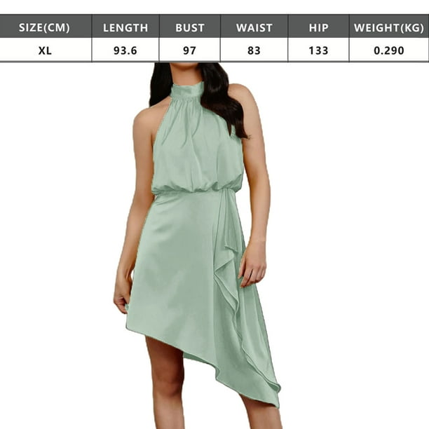 Green sleeveless dress with asymmetric hem