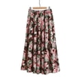 thumbnail image 5 of Levmjia Womens Midi Skirt Bohemian Printed Elastic Waist Pleated Flowy Skirt Soft Breathable Casual Bottoms For Beach Daily Dating Vacation Spring Summer Wear, 5 of 5