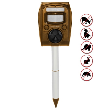 GARDEN SECRETS Solar Ultrasonic Animal Repellent. Deer Repellent Outdoor, Raccoon Repellent, Skunk Repellent, Cat Rat Dog Mice Deterrent Devices. Waterproof, Keep Animals Away.