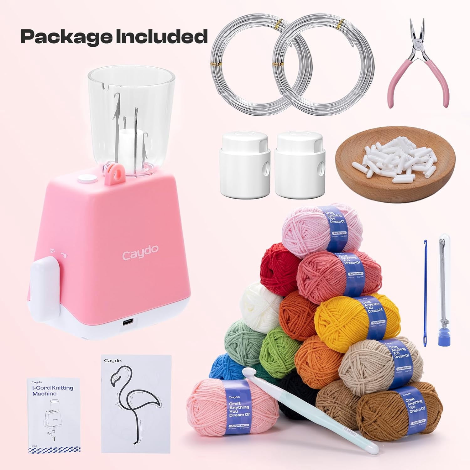 iCord Maker Kit for Beginners, 92pcs i-Cord Knitting Set for DIY Handicrafts Making, Quickly Knitting iCord with i Cord Knitting Machine Create Pretty Crafts, Ideal Present for Knitting Lovers