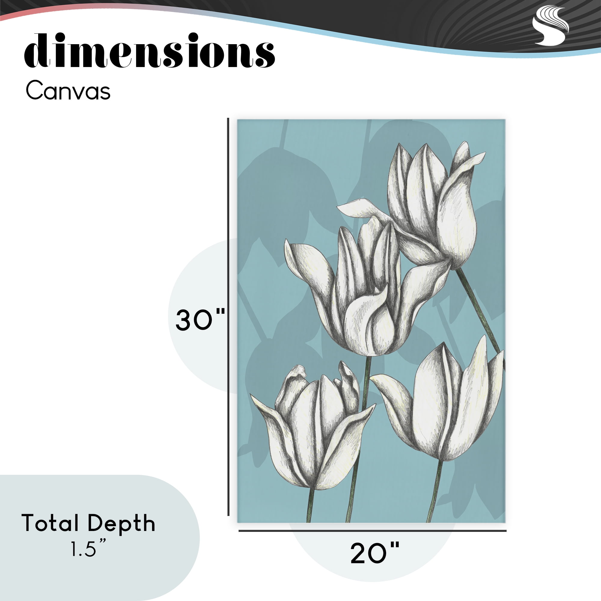 Sketched Tulips Keep Growing Canvas Wall Art, design by Cecilia Battaini