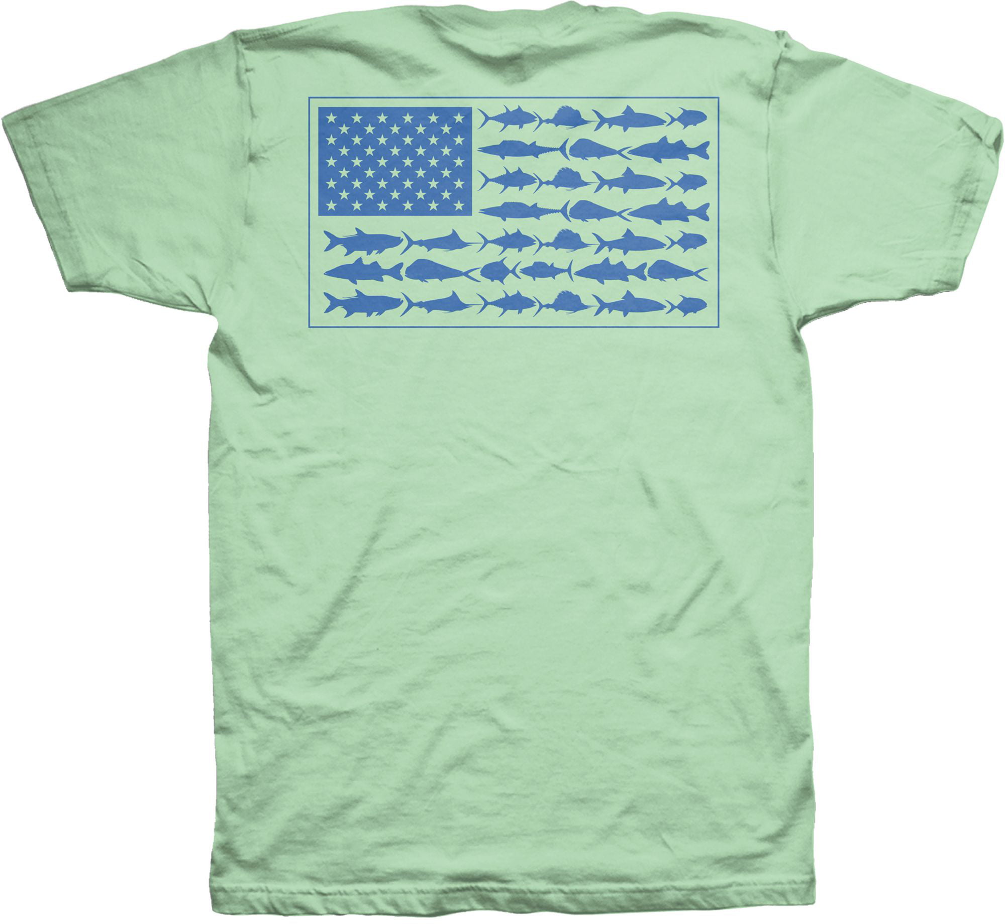 Vivid Blue Flag Graphic Columbia Boys PFG Americana Scales Short Sleeve Shirt Small