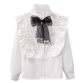 thumbnail image 2 of hoksml Girls Long Sleeve Ruffle Collar White Shirt Button Down Casual Top for School and Everyday Wear, 2 of 9
