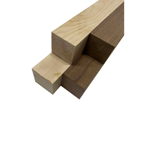 Turning Blanks Combo 2" x 2" (4 Piece ) - Hard Maple, Black Walnut | Wood Turning Wood