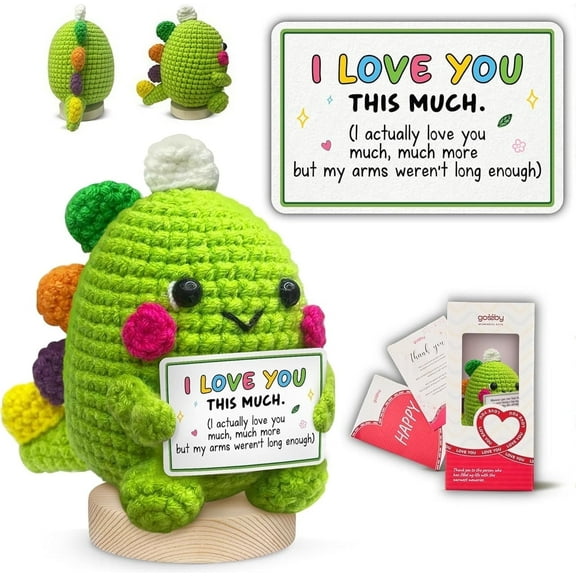 Gossby Handmade Positive Dinosaur Crochet, Inspirational Gift, Emotional Support Dinosaur