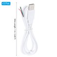 thumbnail image 2 of Uxcell 3.28Ft USB 2.0 Male to 4 Pin Bare Wire Pigtail Cable, 5pcs 28AWG Data Power Cords Extension, White, 2 of 6