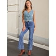 thumbnail image 3 of DARING DIVA Women's Denim Vest Sleeveless Button Down Cropped Waistcoat XS Gray Blue, 3 of 6