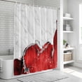thumbnail image 6 of Red Marble Crack Shower Curtain, Waterproof Shower Curtains for Bathroom, Modern Abstract Geometric Texture Washable Fabric Bathtub Curtain Set Bath Decor with 12 Hooks 48"x72", 6 of 8