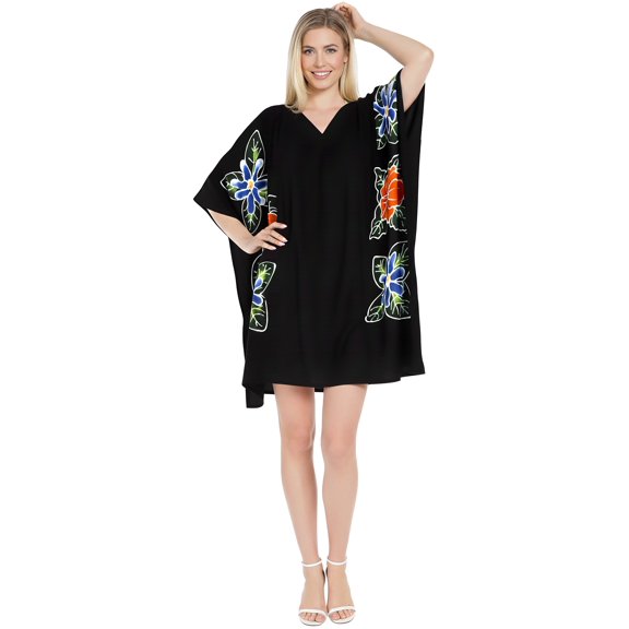 HAPPY BAY Women's Beachwear Swimsuit Coverups Summer Swim Beach Dress Cover ups for Swimwear Women Loose Party Bathing Suit 1X-2X Black_AC277