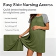 thumbnail image 3 of dazeni Women's Nursing Nightgown Maternity Short Sleeve Crewneck Dress Breastfeeding Casual Knee Length Pregnancy Dresses Army Green XXL, 3 of 10
