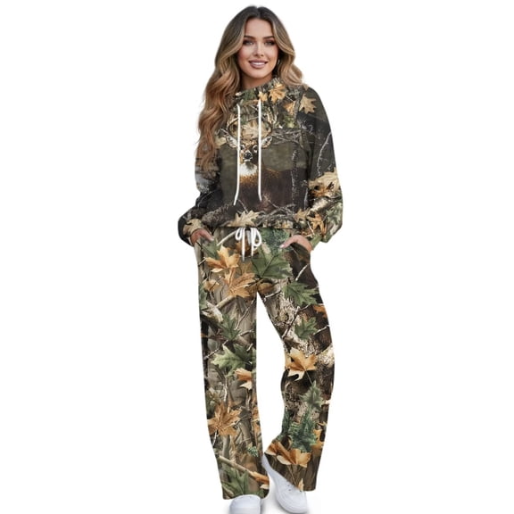 Garronmavis Women Sweat Suits 2 Piece Set Camo Sweatsuits for Women Oversized Hoodies Sets Sweatshirts Tracksuits Spring Winter Fall Outfits, Size XS