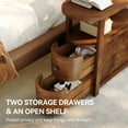 thumbnail image 3 of Finmind Solid Wood End Table with 2 Drawers, Fully Assembled Narrow Side Table, Slim Nightstand for Bedroom, Walnut Brown, 3 of 7