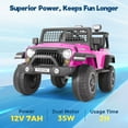 thumbnail image 7 of FUNTOK 12V 7AH 2 Seater Electric Ride on Toys, Kids Battery Powered Ride Truck, Motorized Car for Toddlers w/ Remote Control, Bluetooth, Spring Suspension, MP3 Player & LED Lights,Pink, 7 of 7