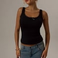 thumbnail image 6 of Bixock Women Built-in Bra Tank Tops Solid Color Square Neck Lace Sleeveless Wireless T Shirta Bras With Padded Cups Daily Bras, 6 of 7