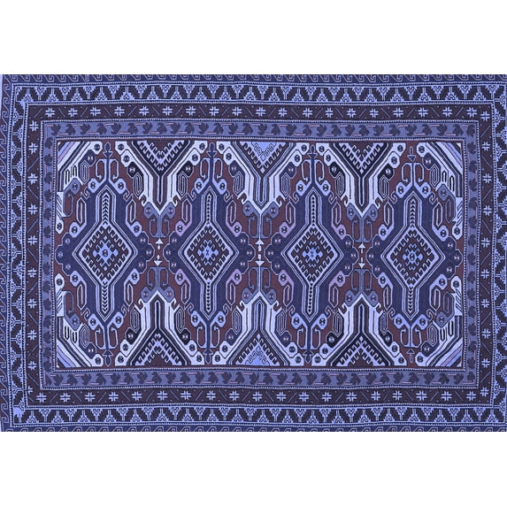 Ahgly Company Machine Washable Indoor Rectangle Persian Blue Traditional Area Rugs, 4' x 6'