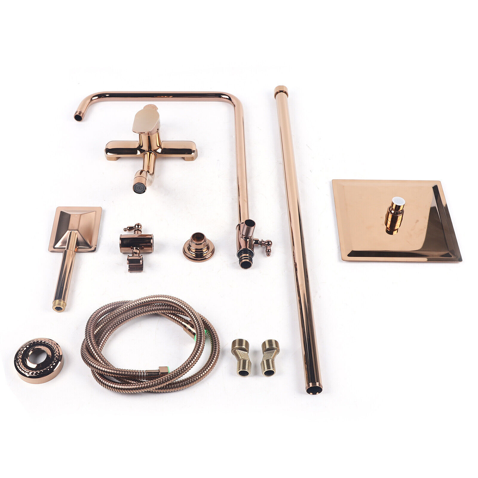 Wall Mounted Bathroom Shower Combo System Square Head Rainfall Shower Mixer Tap