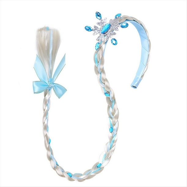 Pelucas de Vestir de Princesa, Peluca Larga Trenzada de Princesa, Diademas para NiñAs, Tocado de Peluca de Princesa de Cosplay Azul