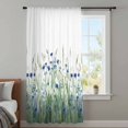 thumbnail image 4 of Navy Blue Wildflowers Sheer Curtains 63 Inches Long, Spring Pastoral Botanical Floral Light Filering Curtains, Breathable Simi Curtain Privacy Drapes for Living Room Bedroom Window Treatment, 4 of 9