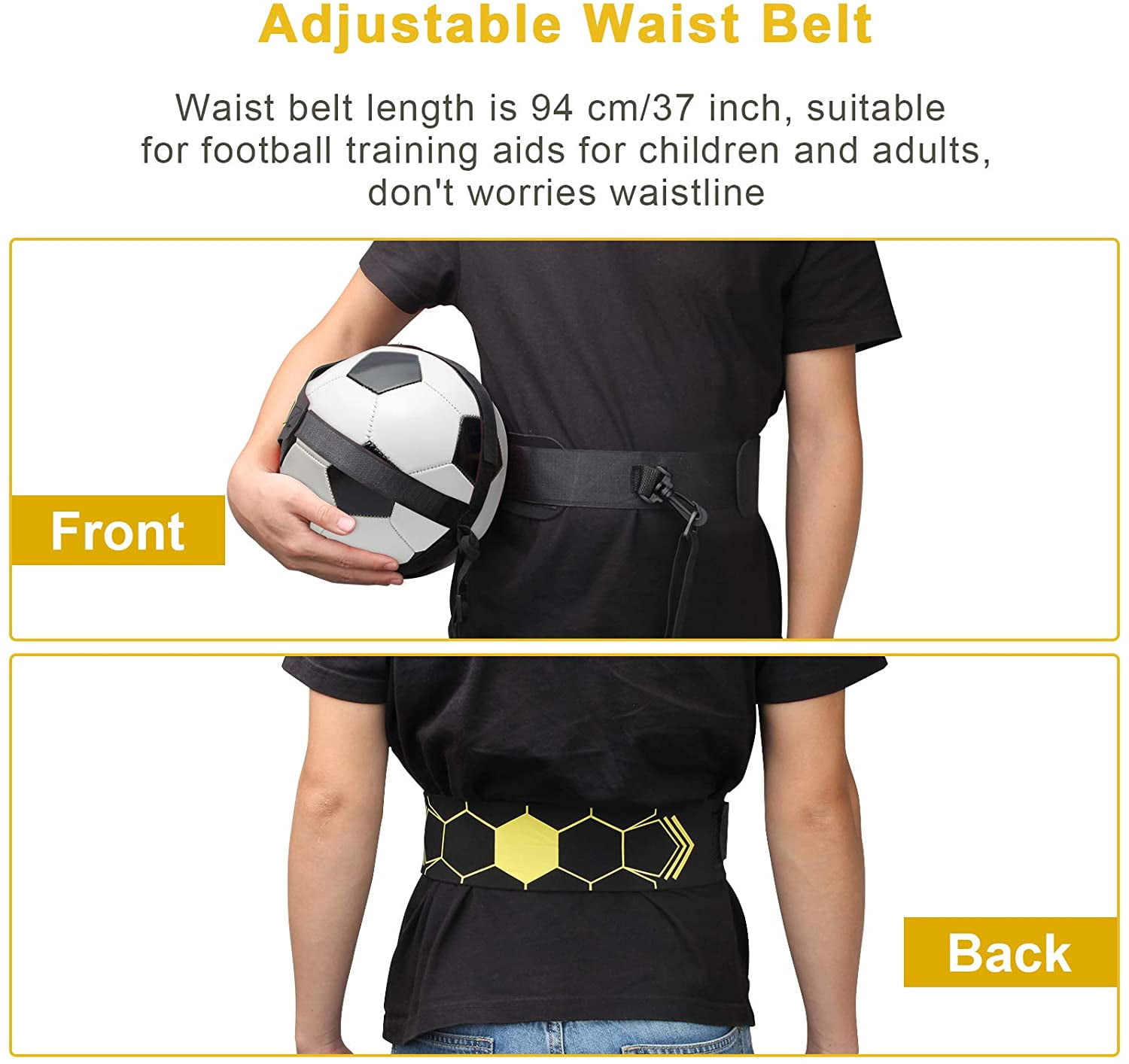 Plutput Adjustable Solo Soccer Kick Trainer Football Skills Training Waist Belt for Beginner Kids Teenagers Adult