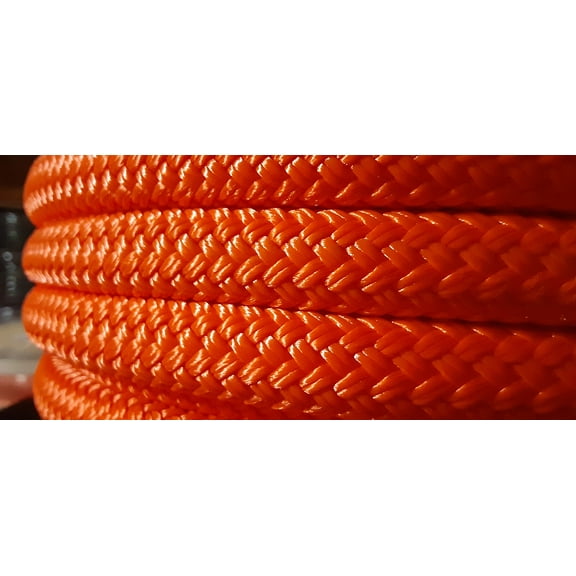 1/2" x 100 ft. Orange Premium Double Braid/Yacht Braid Polyester Nautical Rope. Made in USA