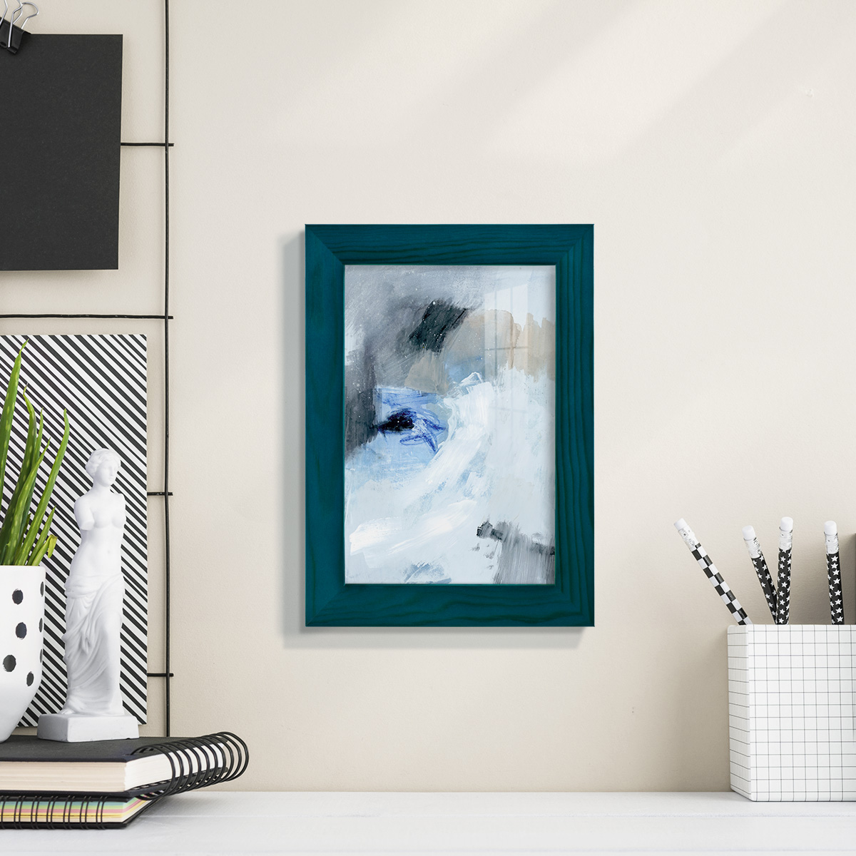 Welle I - Framed Print w/glass - Ocean Blue