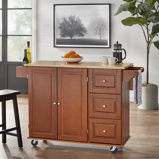 Thatcher Kitchen Cart, Cherry - Walmart.com