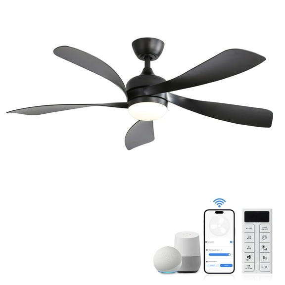 Sofucor 45" Smart Ceiling Fan, Indoor/Outdoor Ceiling Fans with Lights and Remote, Compatible with Alexa/Google/App, 3-Color Light 6-Speed Timing Reversible DC Motor