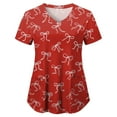 thumbnail image 5 of NIEWTR Women's V Neck Patterned Scrub Tops Breathable Medical Work Tunics with Pockets Stretch Fabric(Red,L), 5 of 5