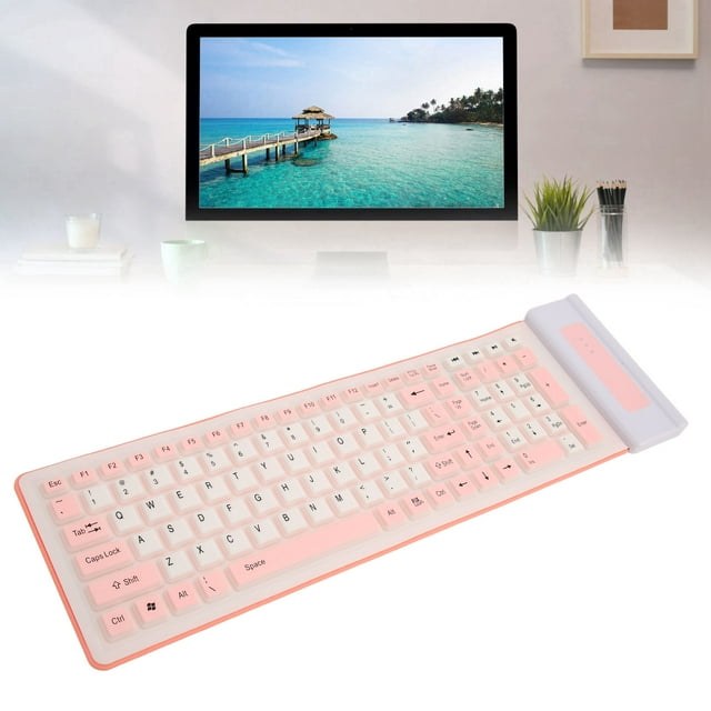 Foldable Silicone Keyboard, 107 Keys USB Rollup Keyboard, Waterproof, and Crumb Proof Soft Touch Keyboard, Silent and Portable for PC, Notebook, Laptop
