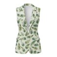 thumbnail image 2 of Uorisanigo Green Leaf Print Women's Suit Vest Open Front Women's Suit Vest with Pockets V Neck Waistcoat Vests Dressy Outerwear Size 4XL, 2 of 7