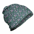 thumbnail image 1 of Vintage Floral Unisex Beanie, Pinkish Flowers Leaf, Hiking Outdoors, Dark Teal Pink and Green, by Ambesonne, 1 of 1