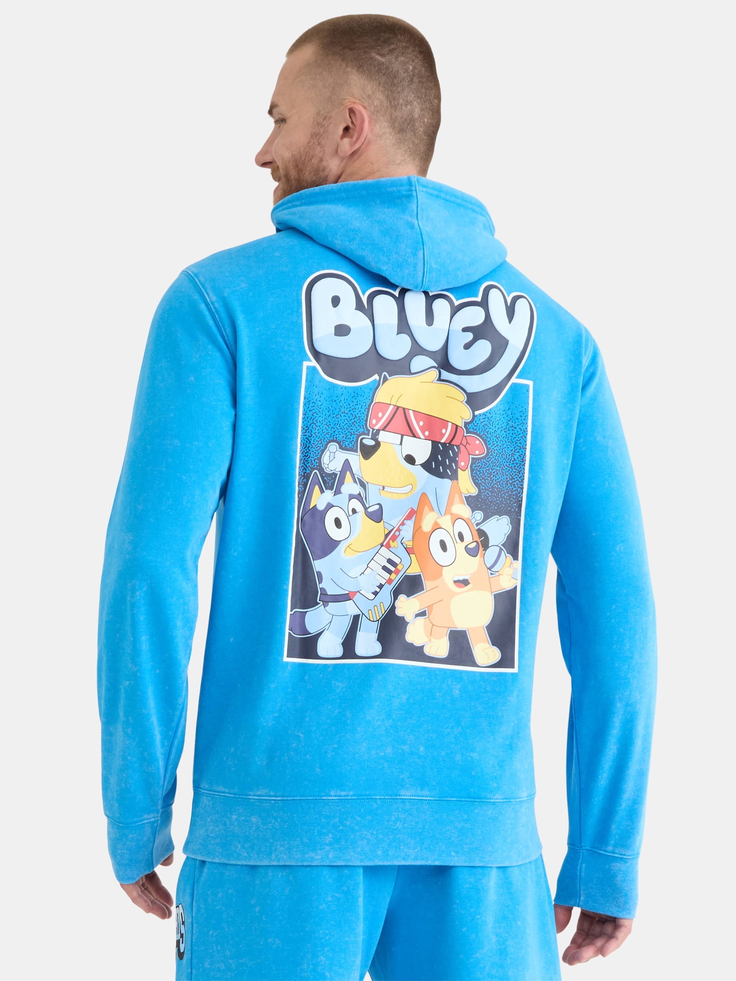 Bluey Men's and Big Men's Front Back Graphic Hoodie, Sizes XS-3XL