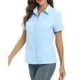 thumbnail image 3 of Women's Button Down Shirts Short Sleeve Blouses Work Basic Formal Shirt Lady V Neck Casual OL Business Shirts,S-5XL, 3 of 9