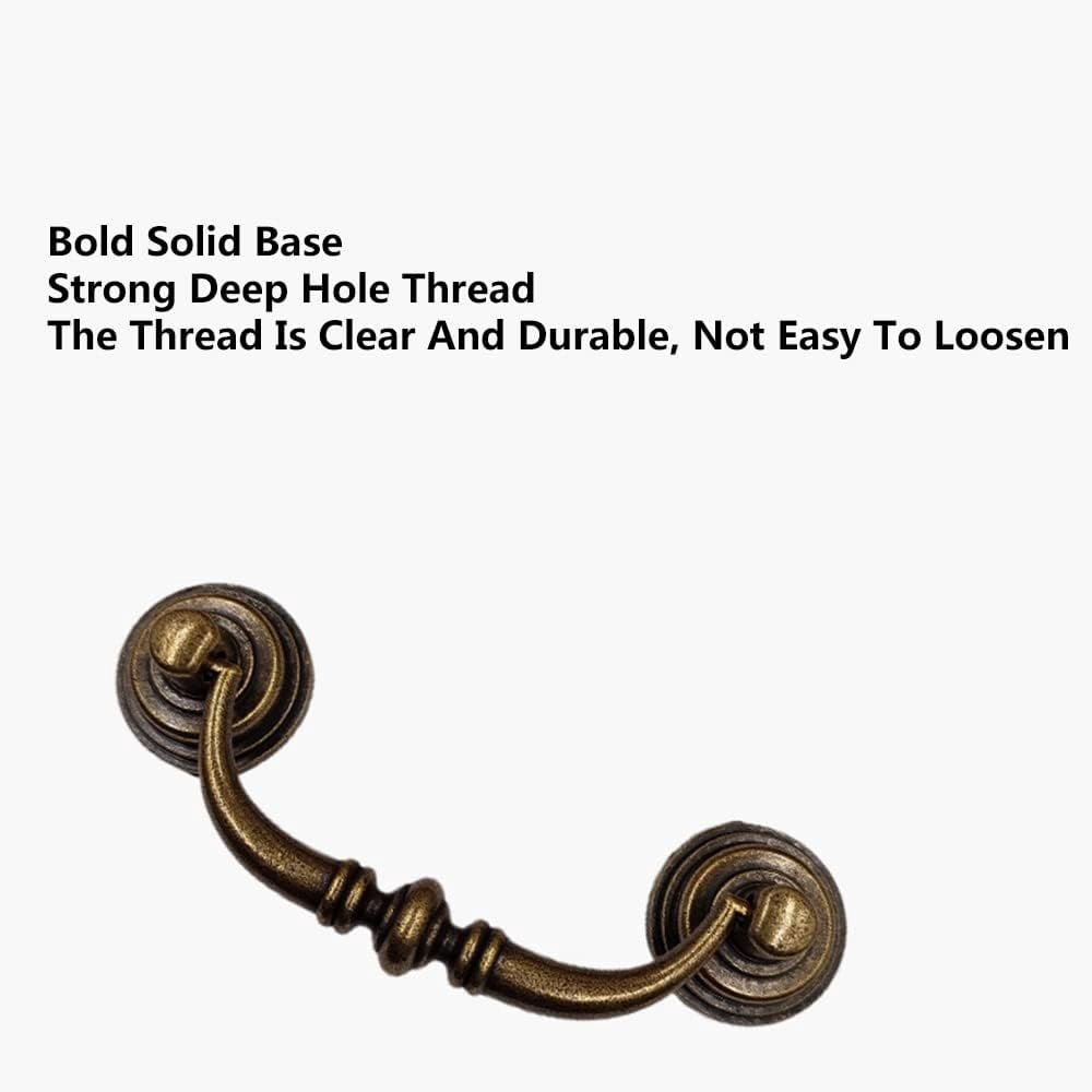 CATPAN 4 Pack Vintage Cabinet Pulls Handles Cabinet Dresser Drawer Drop Rings Handles Furniture Hardware Antique Screw Spacing 4.33 Inch (Brass+Iron Black)