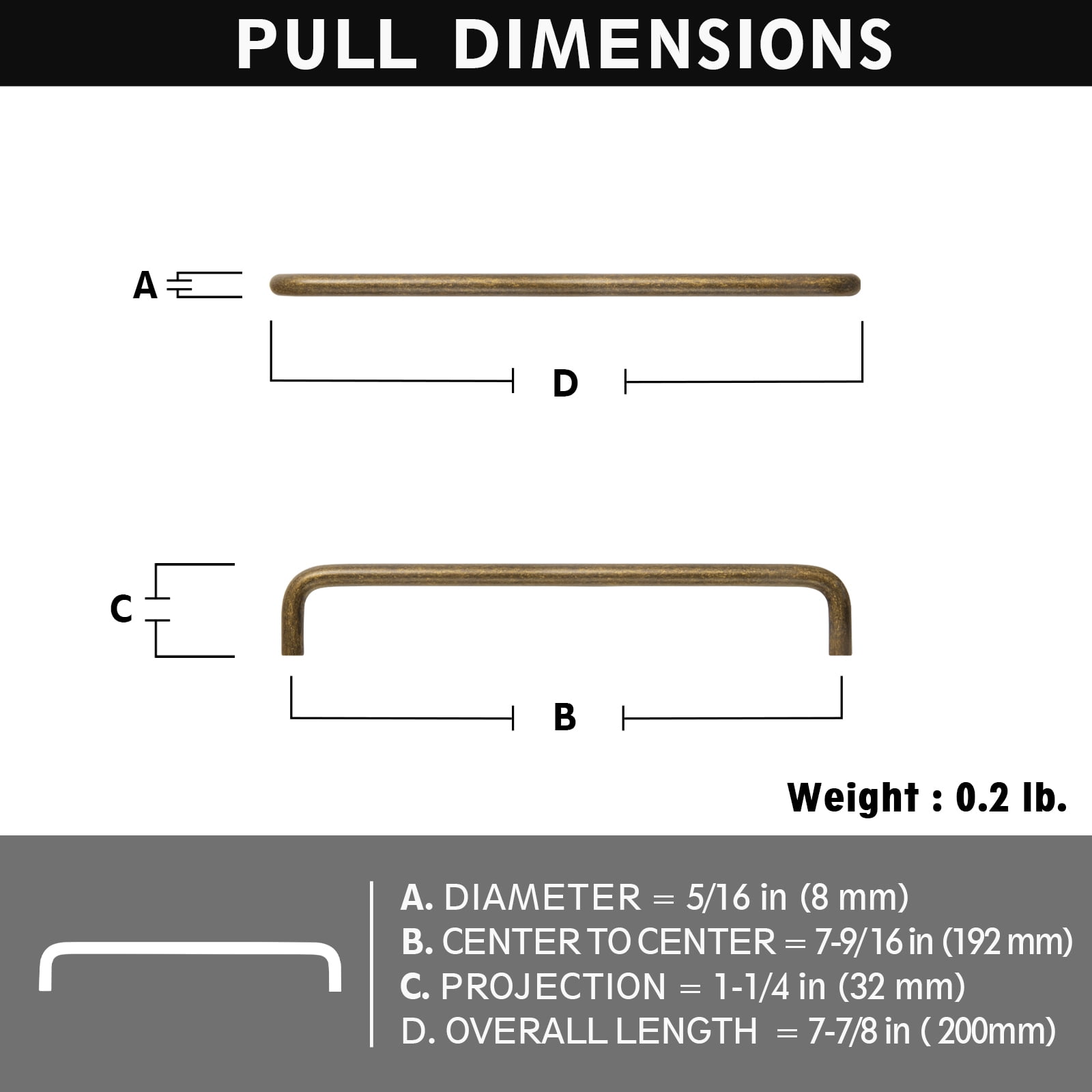 Goo-Ki 12 Pack Antique Brass Cabinet Handles, 7.6''(192mm) Hole Center Cabinet Pulls for Drawer,Dresser,Cupboard Wardrobe, (7385)
