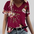 thumbnail image 1 of Fiudx Ofertas de La Semana Moda Mujer Casual Cuello En V Blusa Sólida Manga Corta Camiseta Verano Tops, 1 of 4