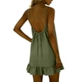 thumbnail image 4 of JGGSPWM Sundresses for Women Fashion Spaghetti Strap Ruffle Hem Short Flowy Cotton Dress Casual Summer Beach Vacation Dresses Green L, 4 of 9