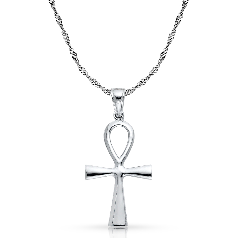 Ioka-14K White Gold Egyptian Ankh Cross 