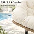 thumbnail image 5 of RADIATA 3-Piece Outdoor Patio Rocking Loveseat Set with 2 Ottomans, 2-Person 58" Extra-Wide Double Rocking Chair, 600 lb Weight Capacity, 5.1" Thick Cushions, Reinforced Steel Frame, Beige, 5 of 9