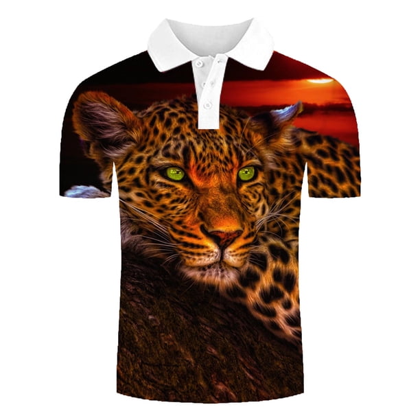 Blusa de manga corta con estampado de cuello vuelto para hombre Pompotops oipoqjl24643