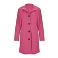 thumbnail image 4 of Women's Long Coats Single Breasted Pea Coat Winter Casual Blazer Jacket Trench Coat Hot Pink M, 4 of 9
