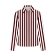 thumbnail image 5 of Women Loose Button up Shirts Striped Print Rolled Long Sleeve Lapel Collar Lightweight Casual Blouses Tunic Tops(Wine,XXL), 5 of 6