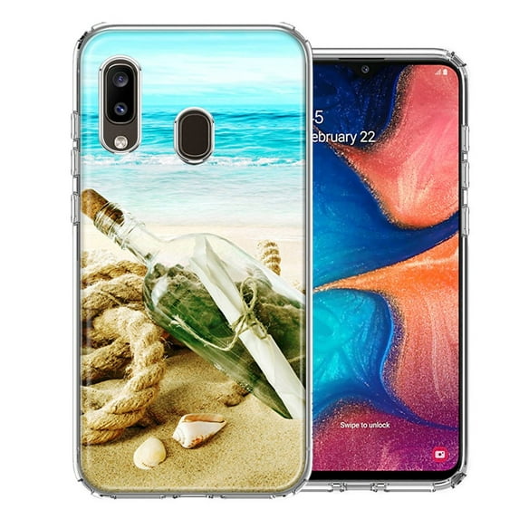 MUNDAZE For Samsung A20 Beach Message Bottle Design Double Layer Phone Case Cover