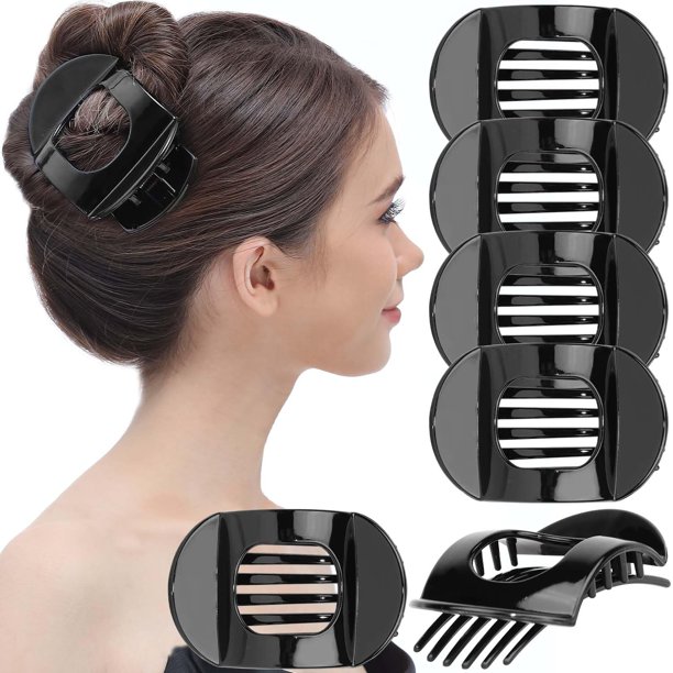 ShiYe toys store 6 Piezas Mujer Cuadrado Agarre Fuerte Sujeción Segura Dientes Internos Estilo Plástico Curva Cómoda Antideslizante Accesorio de Belleza Niñas Señoras Pinza de Garra Clip, Mediano Neg