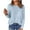 Sky Blue, variant on Karight Women's Ribbed Knit Mock Turtleneck Sweater Pullover Tops V Neck Vacation Fall Striped Color Block Blouse