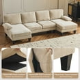 thumbnail image 6 of Ktaxon U-Shaped Sectional Sofa, 111"  Chenille Couch, 4 Seat Lounge Sleeper with Double Chaise for Living Room Light Brown, 6 of 9