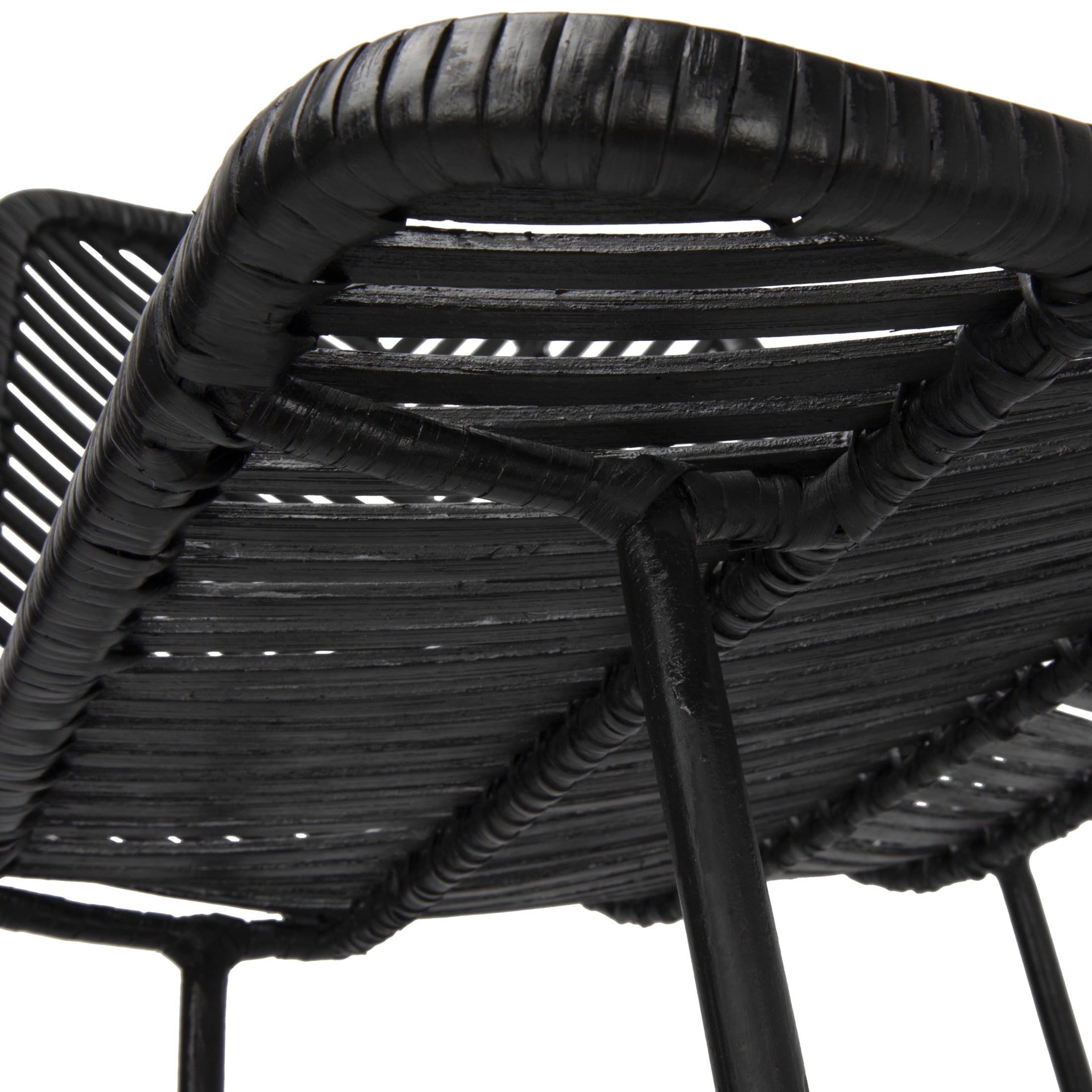 Bloomingville Chic Rattan Bar Stool with Metal Frame, Black