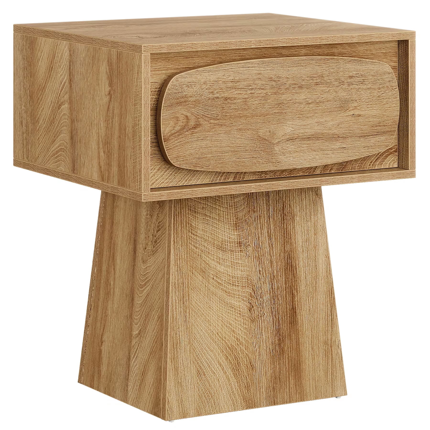 MAYEERTY End Table with Storage Drawer, Modern Wooden Side Table with Curved Handle, Compact Table for Living Room, Bedroom, Small Spaces